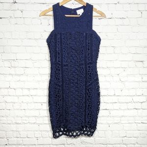 Anthropologie Navy Blue Lace Dress Small